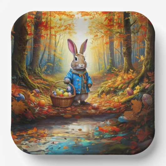 Peter Oaster Bunny mit Ostereier-Körbchen Pappteller (Vorderseite)