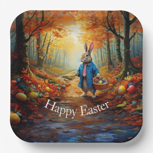 Peter Oaster Bunny mit Ostereier-Körbchen Pappteller (Vorderseite)