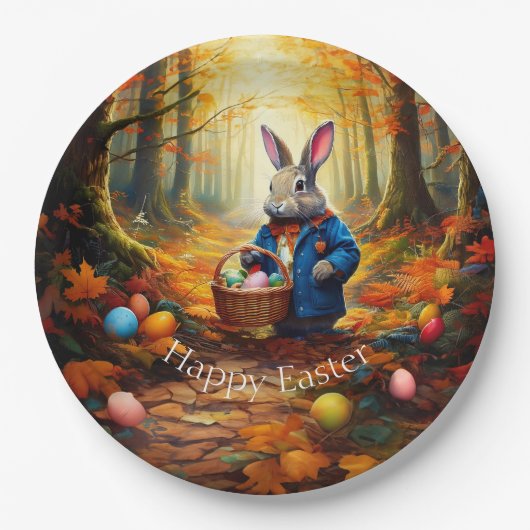 Peter Oaster Bunny mit Ostereier-Körbchen Pappteller (Vorderseite)