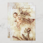 Peter Pan As Flying Baby - Babydusche Einladung (Vorne/Hinten)