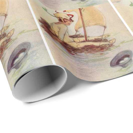 Peter Pan auf Nest-Floss Geschenkpapier (Rolleneckpunkt)