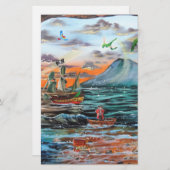 Peter Pan Hooks Bucht Tinker Bell Gemälde Briefpapier (Vorne/Hinten)