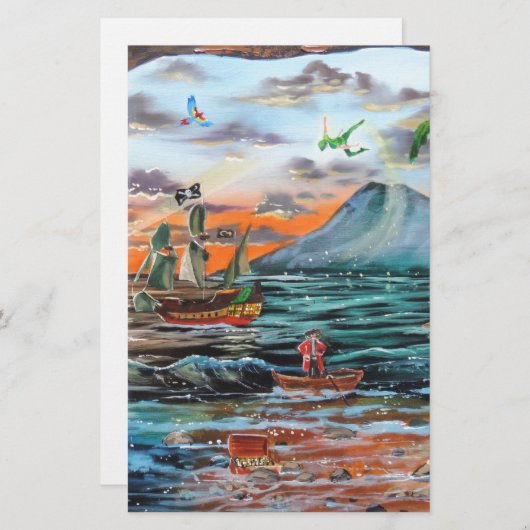 Peter Pan Hooks Bucht Tinker Bell Gemälde Briefpapier (Vorne/Hinten)