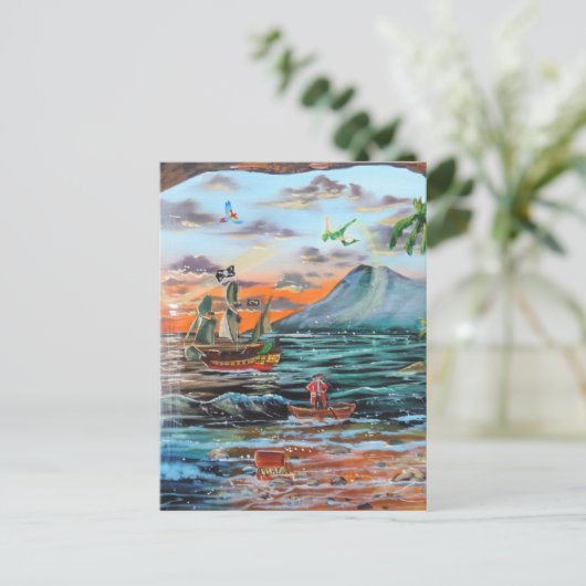 Peter Pan Hooks Bucht Tinker Bell Gemälde Postkarte (Stehend Vorderseite)