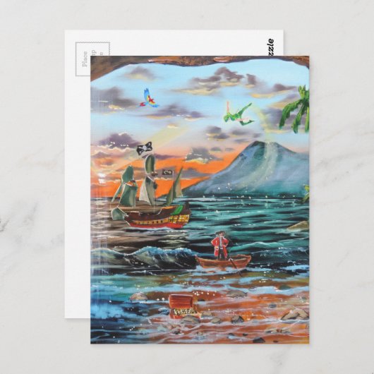 Peter Pan Hooks Bucht Tinker Bell Gemälde Postkarte (Vorne/Hinten)