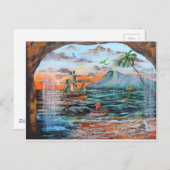 Peter Pan Hooks Bucht Tinker Bell Gemälde Postkarte (Vorne/Hinten)
