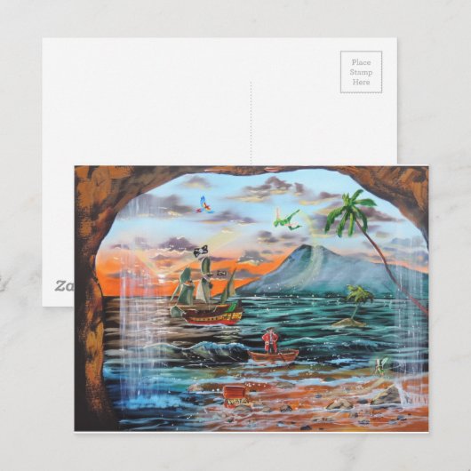 Peter Pan Hooks Bucht Tinker Bell Gemälde Postkarte (Vorne/Hinten)