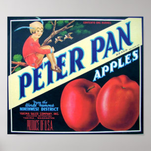 Peter Pan Marke Nordwest-Äpfel Yakima Washington Poster