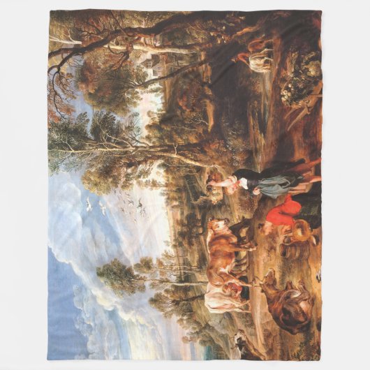 Peter Paul Rubens Milkmaids mit Rindern in einem L Fleecedecke (Vorderseite)