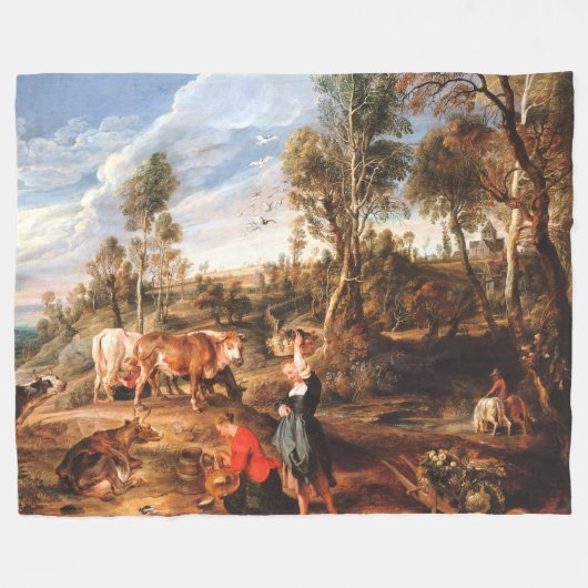 Peter Paul Rubens Milkmaids mit Rindern in einem L Fleecedecke (Vorderseite (Horizontal))