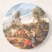 Peter Paul Rubens Milkmaids mit Rindern in einem L Getränkeuntersetzer (Vorne)