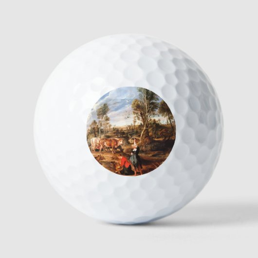 Peter Paul Rubens Milkmaids mit Rindern in einem L Golfball (Vorderseite)