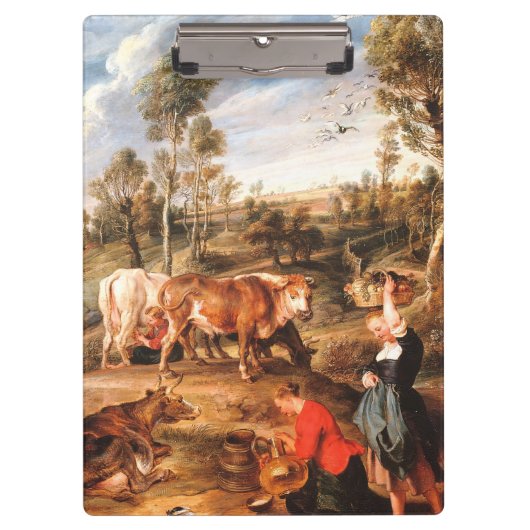 Peter Paul Rubens Milkmaids mit Rindern in einem L Klemmbrett (Vorderseite)
