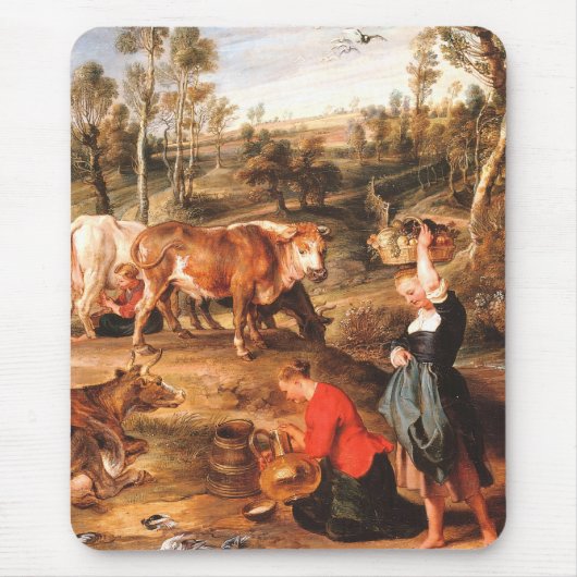 Peter Paul Rubens Milkmaids mit Rindern in einem L Mousepad (Vorne)