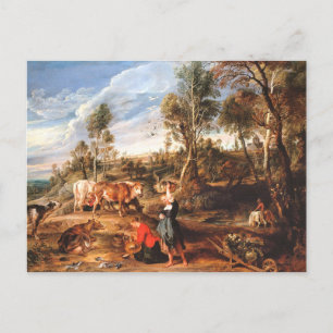 Peter Paul Rubens Milkmaids mit Rindern in einem L Postkarte