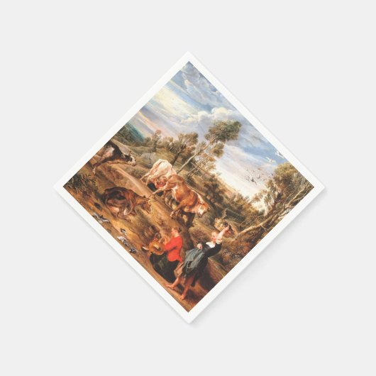 Peter Paul Rubens Milkmaids mit Rindern in einem L Serviette (Ecke)