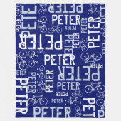 Peter Personalisiert Name and Bikes Dark-Blue Fleecedecke (Vorderseite)