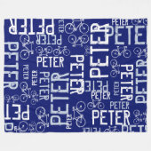 Peter Personalisiert Name and Bikes Dark-Blue Fleecedecke (Vorderseite (Horizontal))