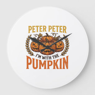 Peter Peter Kürbis Vintage Halloween-Shirt-Design Große Wanduhr