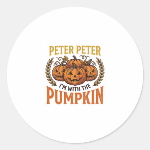 Peter Peter Kürbis Vintage Halloween-Shirt-Design Runder Aufkleber