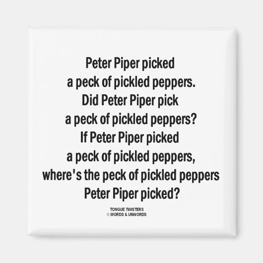 Peter Piper Peck Pickled Paprikaschoten (Tongue Tw Magnet (Vorne)