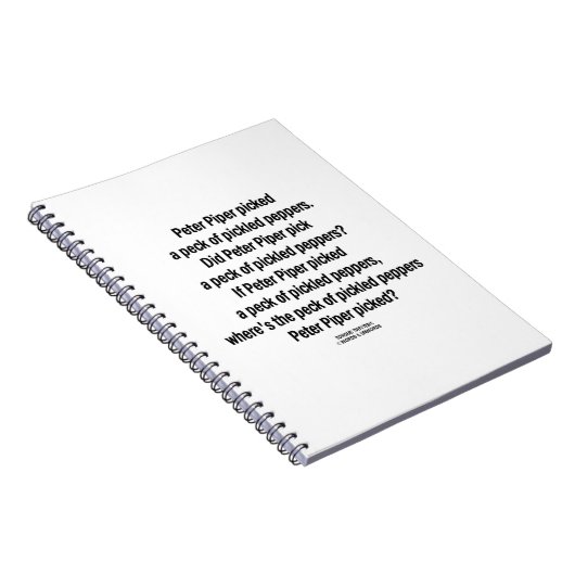 Peter Piper pickte Peck von gepflückten Paprikasch Notizblock (Rechte Seite)