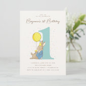 Peter Rabbit 1. Geburtstag Confetti Einladung (Stehend Vorderseite)
