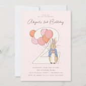 Peter Rabbit 2. Geburtstag Pink Confetti Einladung (Vorderseite)