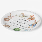 Peter Rabbit Animals Garden Tools Kinderdusche Pappteller (Schrägansicht)