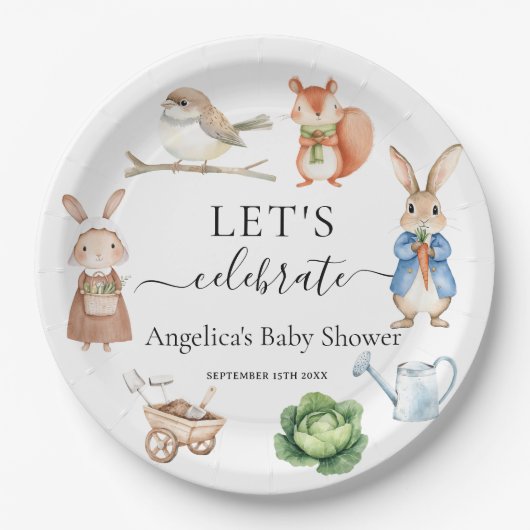 Peter Rabbit Animals Garden Tools Kinderdusche Pappteller (Vorderseite)