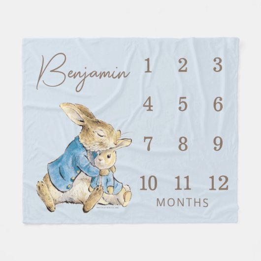 Peter Rabbit | Baby Boy 12 Monate Milestone Fleecedecke (Vorderseite (Horizontal))