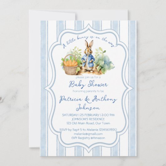 Peter rabbit baby boy baby shower invitation einladung (Vorderseite)