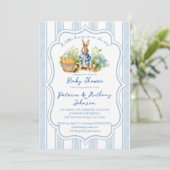 Peter rabbit baby boy baby shower invitation einladung (Stehend Vorderseite)