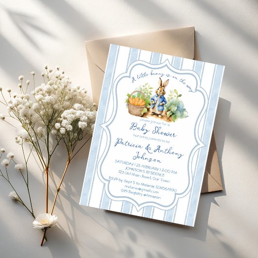 Peter rabbit baby boy baby shower invitation einladung