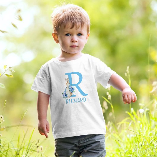 Peter Rabbit Baby Boy Monogram Name Baby T - Shirt