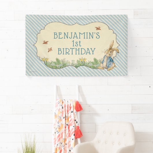 Peter Rabbit | Baby Boy's First Birthday Banner (Insitu)