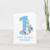 Peter Rabbit Baby Boy's First Birthday Card Dankeskarte (Vorderseite)