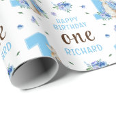 Peter Rabbit Baby Boy's First Birthday Wrapping Geschenkpapier (Rolleneckpunkt)