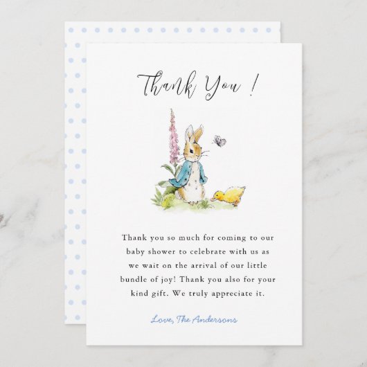 Peter rabbit Baby Dusche Danke Karte (Vorne/Hinten)