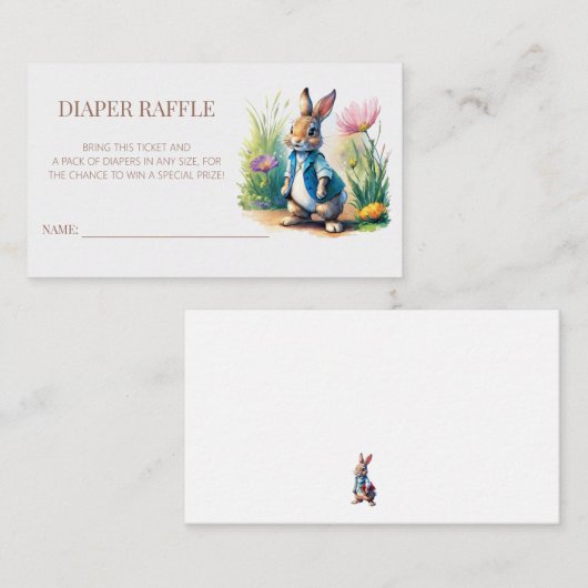 Peter Rabbit Baby Duwer Diaper Raffle Begleitkarte (Vorne/Hinten)