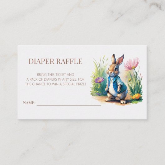 Peter Rabbit Baby Duwer Diaper Raffle Begleitkarte (Vorderseite)