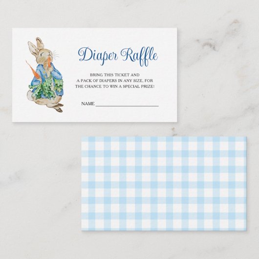 Peter Rabbit Baby Duwer Diaper Raffle Begleitkarte (Vorne/Hinten)