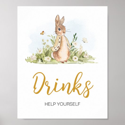 Peter Rabbit Baby Duwer Drinks Poster (Vorne)