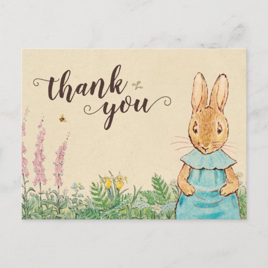 Peter Rabbit | Baby Girl Birthday - Danke Postkarte (Vorderseite)