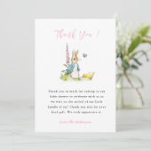 Peter rabbit Baby Girl Dusche Danke Karte (Stehend Vorderseite)