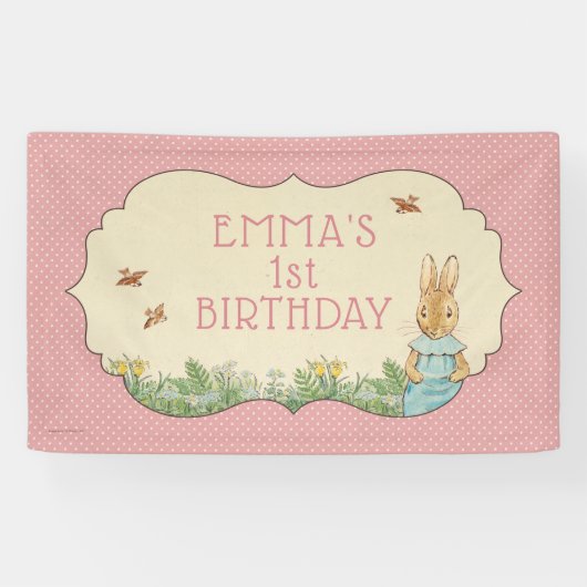 Peter Rabbit | Baby Girl's First Birthday Banner (Horizontal)
