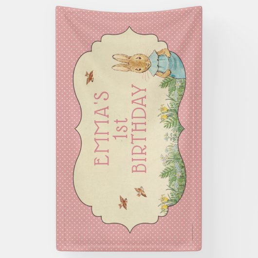 Peter Rabbit | Baby Girl's First Birthday Banner (Vertikal)