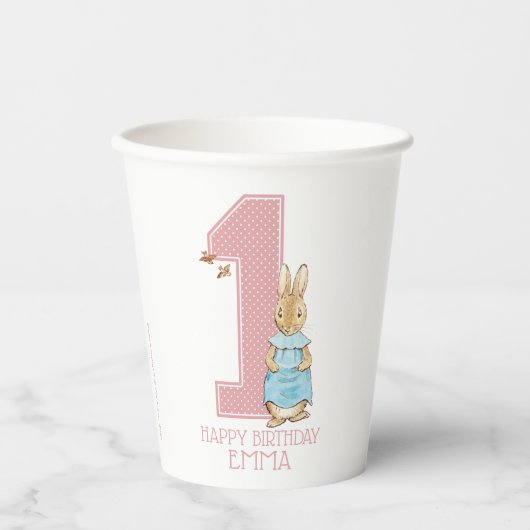 Peter Rabbit | Baby Girl's First Birthday Paper Pappbecher (Vorderseite)