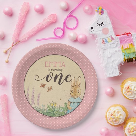 Peter Rabbit | Baby Girl's First Birthday Pappteller (Party)