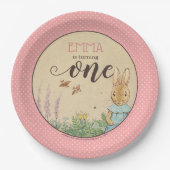 Peter Rabbit | Baby Girl's First Birthday Pappteller (Vorderseite)